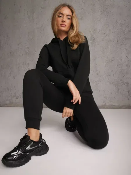 Pantaloni jogger casual de trening din cu căptușeală interioară Citria negri