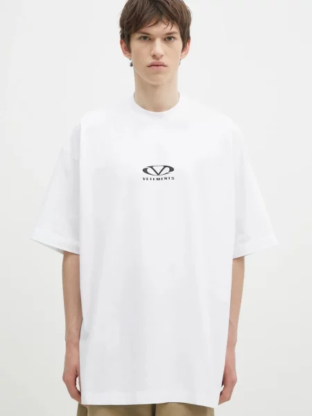 VETEMENTS tricou din Oval Logo Oversized cu imprimeu alb