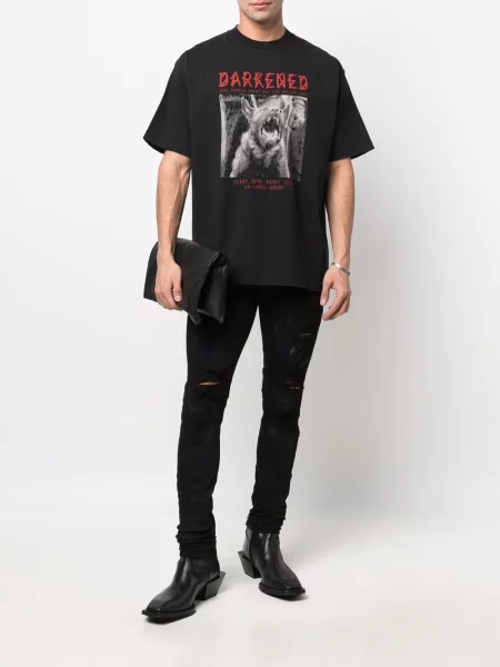 Jeansy skinny Château Lafleur-gazin z niską talią z dziurami czarne