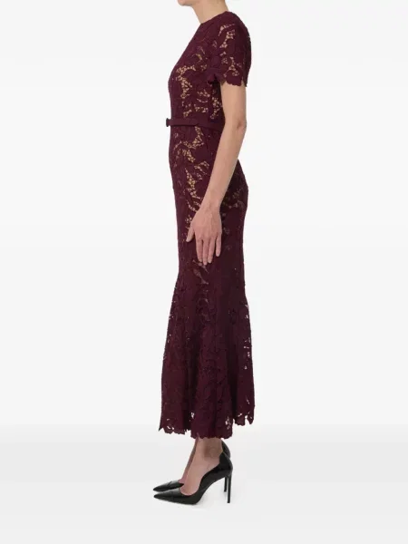 Cu centură rochie midi Self-portrait roșu