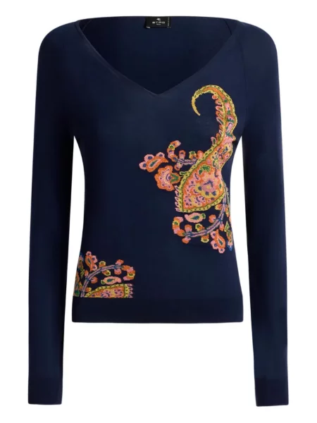 Top Etro din jacard albastru