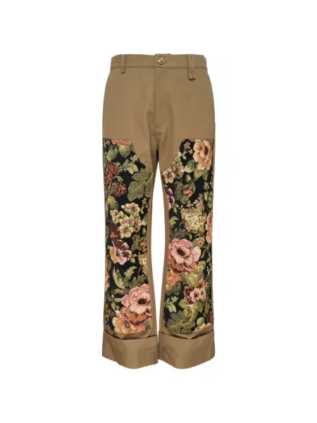 Pantaloni Simone Rocha cu model floral maro