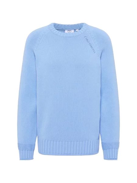 Dzianinowy sweter Carlo Colucci elegancki niebieski