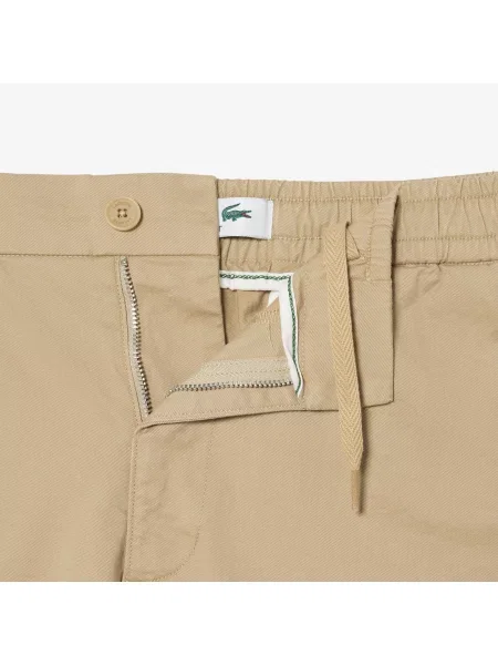 Lacoste Szorty Z Bawełny Stretch Regular Fit beżowy