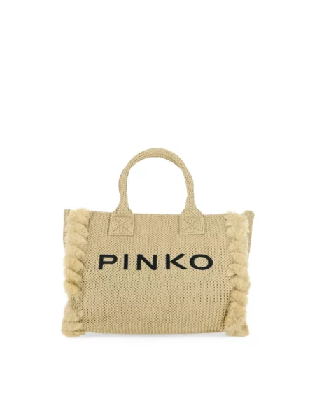 Shopperka Pinko pleciona beżowa