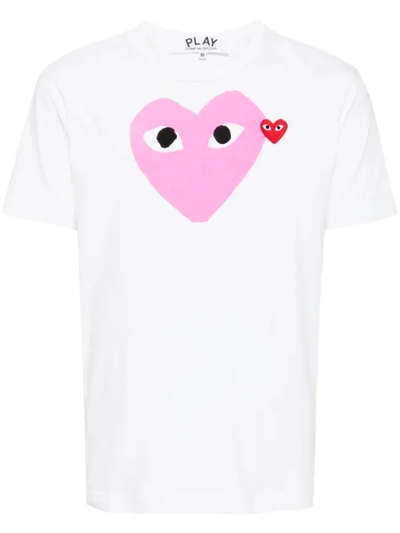 Tricou Comme Des Garcons Play cu motiv cu inimi alb