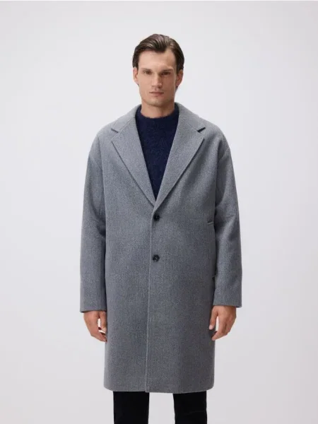 Reserved Palton cu guler deschis gri