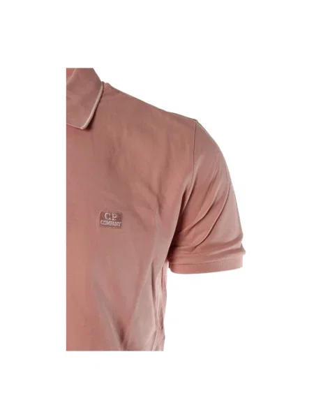 Krótka koszulka polo C.p. Company z krótkim rękawem ze stretchu różowa