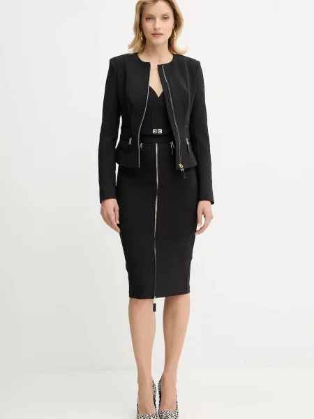 Однотонный пиджак Elisabetta Franchi однобортный черный