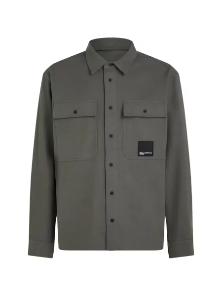 Cămașă de blugi Karl Lagerfeld Jeans de flanelă cu autograf gri