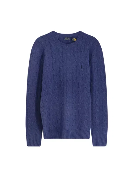 Sweter z dzianiny o kroju regular fit z mieszanki wełny i kaszmiru Ralph Lauren niebieski