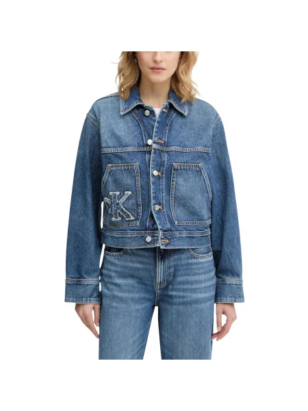 Geacă de blugi Calvin Klein Jeans albastru