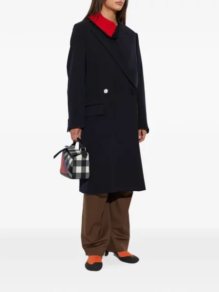 Vlněný dvouřadý kabát Loewe modrý
