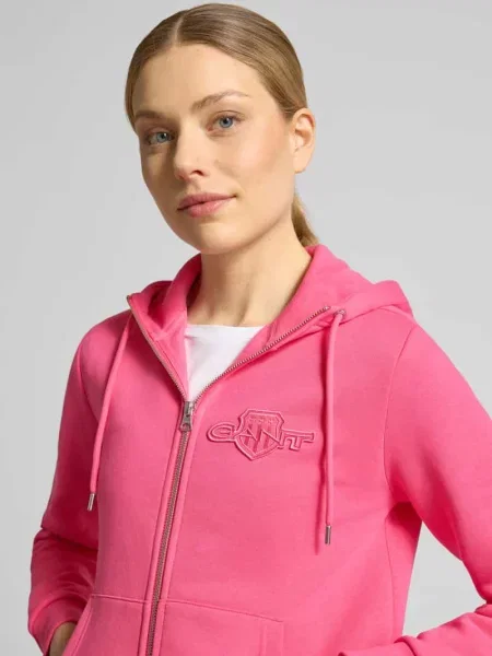Bluza rozpinana z zamkiem błyskawicznym dwustronnym i naszywką z logo Gant