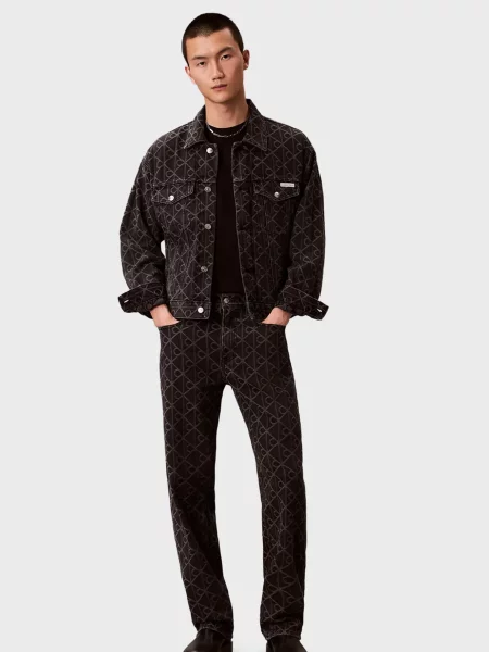 Жакардова джинсова куртка Calvin Klein Jeans чорна
