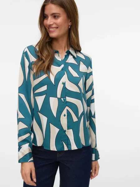 VERO MODA Blúzka VMCINDY REGINA tmelová / nefritová / čierna biela