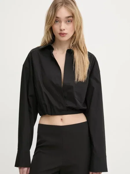 Moschino Jeans bluzka gładka czarny