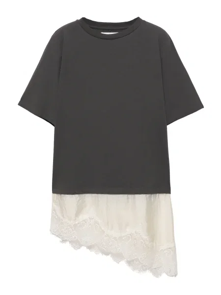 Pull&Bear Tricou gri metalic alb