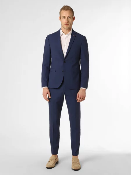 Finshley & Harding London garnitur Mężczyźni Slim Fit jednolity 90 niebieski