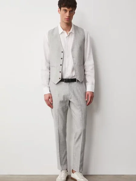 Medicine pantaloni chinos pentru bărbați cu adaos de in bej