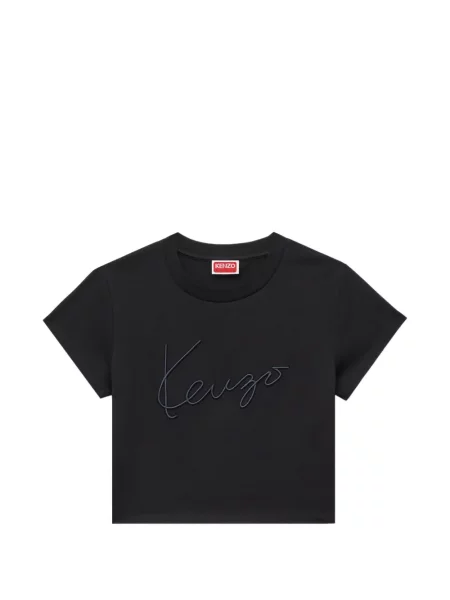 Decupat tricou Kenzo cu broderie negru