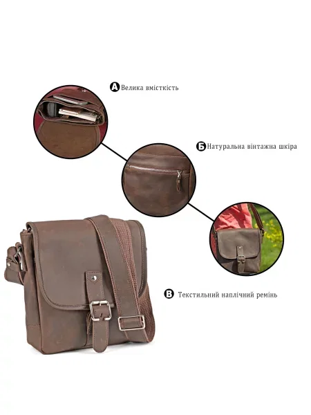 Кожаная сумка кросс-боди Shvigel коричневая