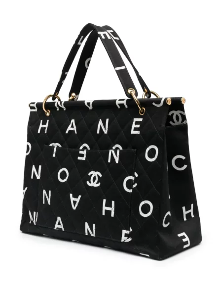 Prošívaná kabelka Chanel Pre-owned s potiskem černá