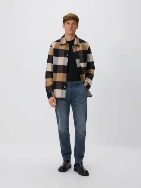 Reserved Джинси slim з вареним ефектом темно-синій сині