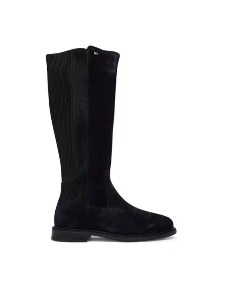 Tommy Hilfiger Cizme Enamel Flag Suede High Chelsea Bleumarin