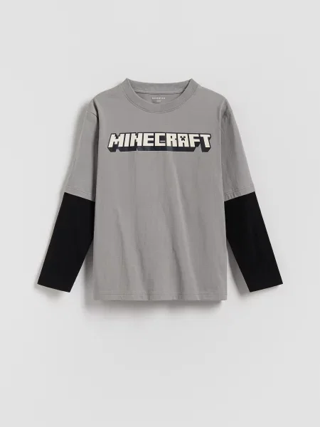Reserved Tričko Minecraft s dlouhými rukávy tmavě šedá