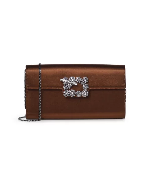 Satynowa kopertówka Roger Vivier brązowa