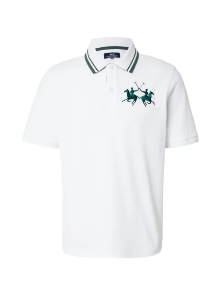 La Martina Tricou verde smarald alb