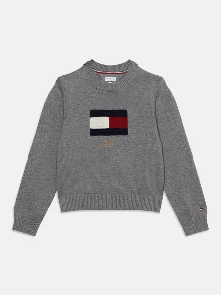 TOMMY HILFIGER Pulover bleumarin / gri închis / roșu alb