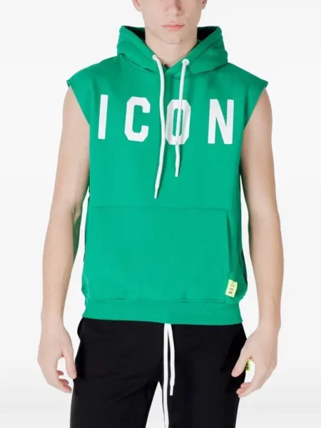 Vestă Icon Brand cu glugă cu imagine verde