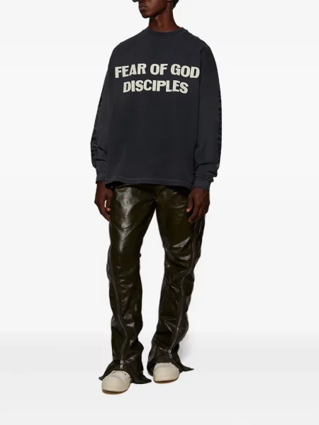 Pantaloni Rick Owens din piele verde