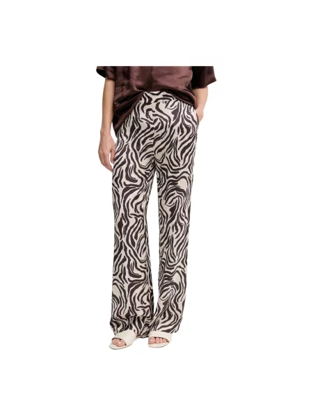 Joop! spodnie szerokie high waist beżowy