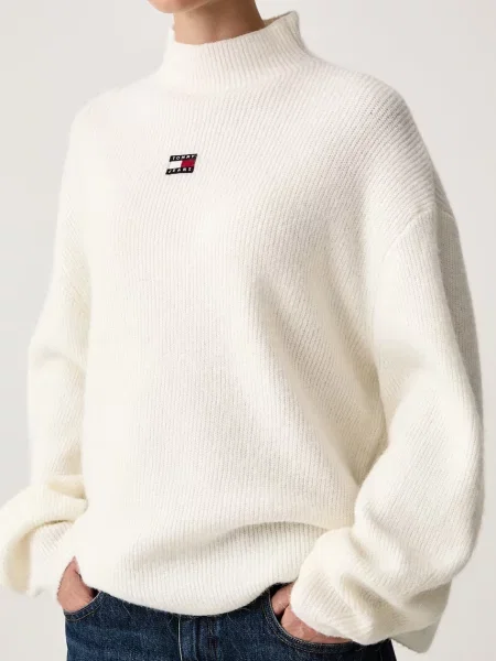 Tommy Jeans пуловер дамски с вълна бежово