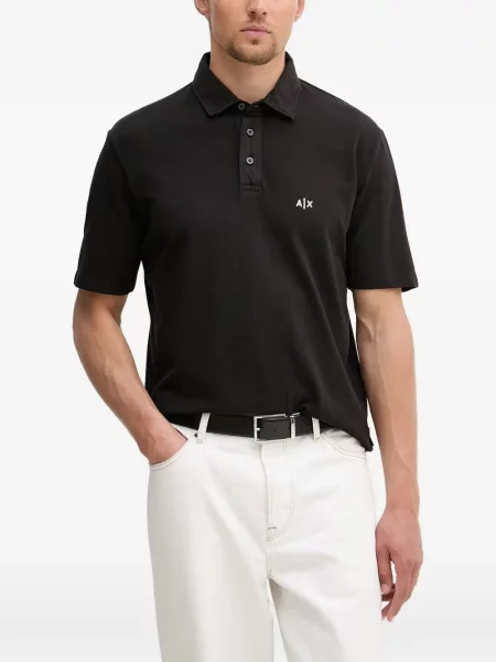 Tricou polo Armani Exchange cu broderie albastru