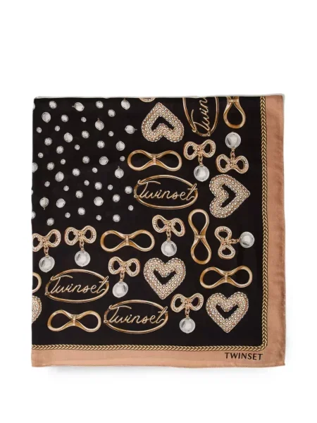 Fular Twinset cu imagine negru