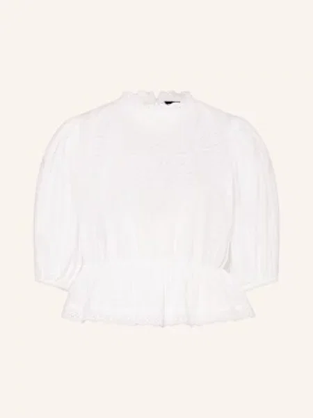 Gina Tricot Bluzka Z Dziurkowaną Koronką weiss biała