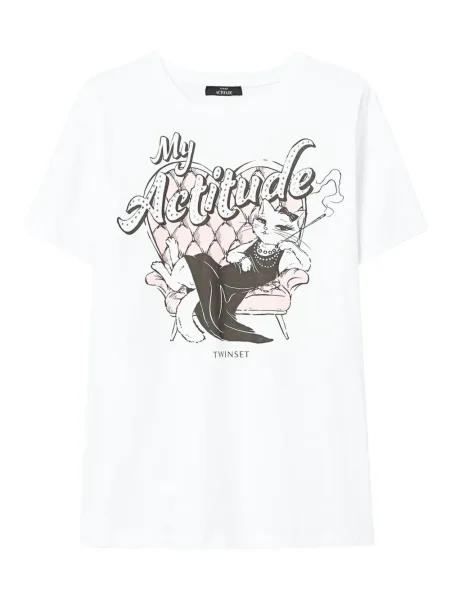 Tricou Twinset cu imagine alb