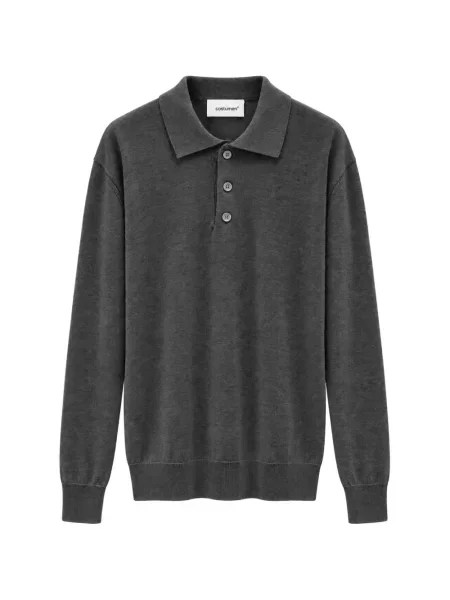 Lung tricou polo Costumein gri