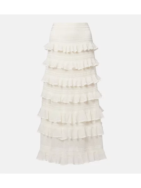 Warstwowa maksi spódnica maxi Zimmermann z falbankami biała