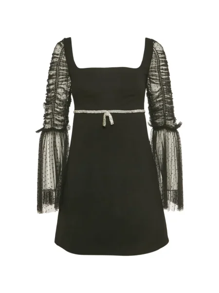 Mała sukienka mini Self-portrait z kokardką garniturowa czarna