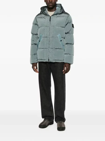 Geacă Stone Island cu glugă cu strasuri albastru