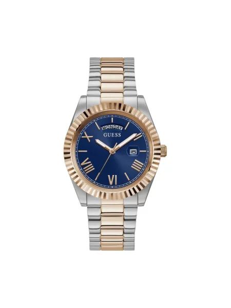 Lniany zegarek Guess niebieski
