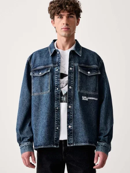 Karl Lagerfeld Jeans geacă tip cămașă pentru bărbați din denim