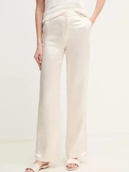 Pedro del Hierro spodnie proste high waist beżowy