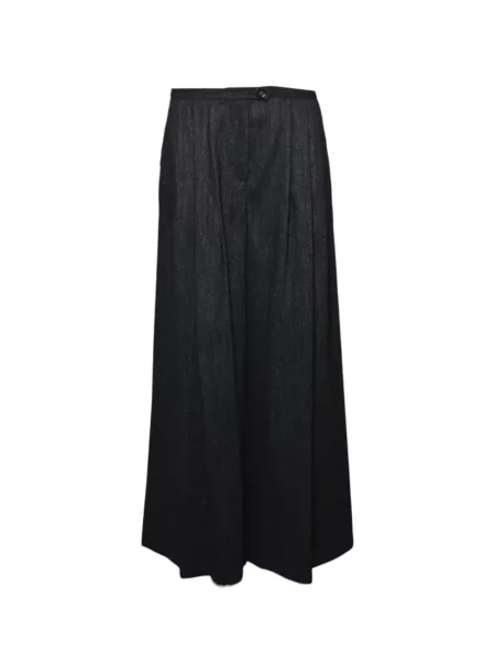 Pantaloni palazzo Solotre cu model herringbone negru