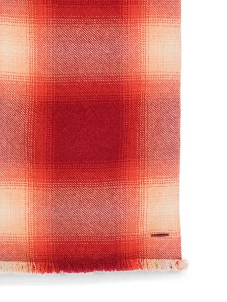 Καρό κασκόλ God's True Cashmere με κρόσσια κασμίρ κόκκινο